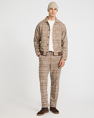 Plaid Boucle Wool-Blend Bomber Jacket