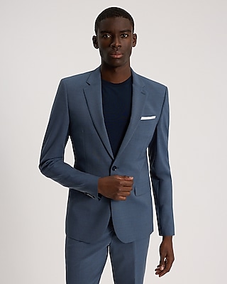 Slim Dusty Blue Wool-Blend Modern Tech Suit Jacket