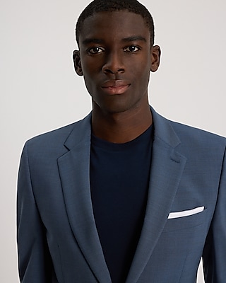 Slim Dusty Blue Wool-Blend Washable Modern Tech Suit Jacket