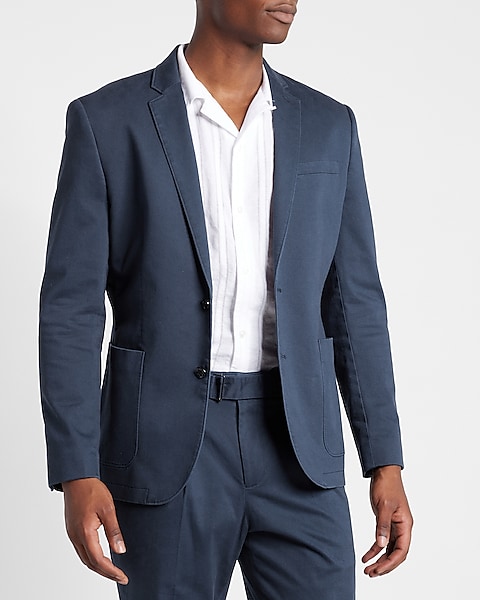 Slim Fit 2 Button Solid Navy Blue Suit