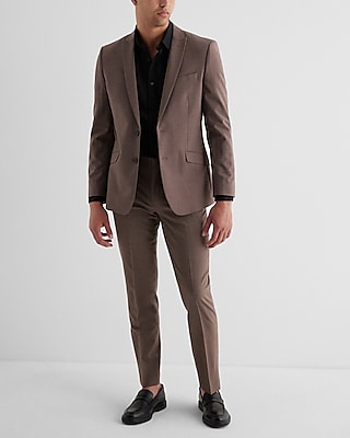 Extra Slim Brown Wool-Blend Modern Tech Suit Jacket