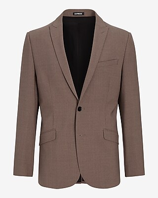 Extra Slim Brown Wool-Blend Modern Tech Suit Jacket