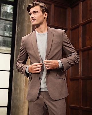 Extra Slim Brown Wool-Blend Modern Tech Suit Jacket