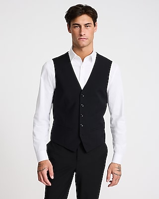 Slim Black Wool blend Modern Tech Suit Vest Express