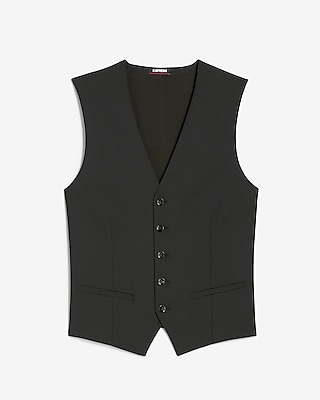 Slim Black Wool-Blend Washable Modern Tech Suit Vest
