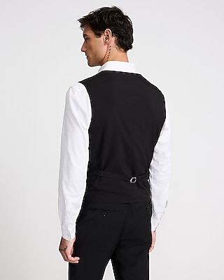 Slim Black Wool-Blend Washable Modern Tech Suit Vest