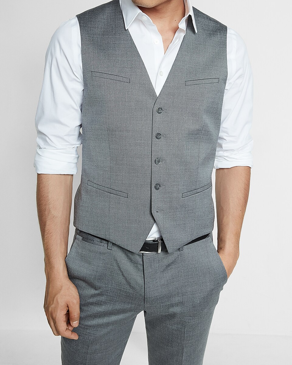 Gray Wool Blend Oxford Suit Vest | Express