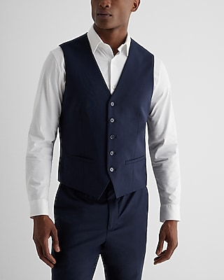 express.com | Slim Navy Washable Wool Blend Suit Vest
