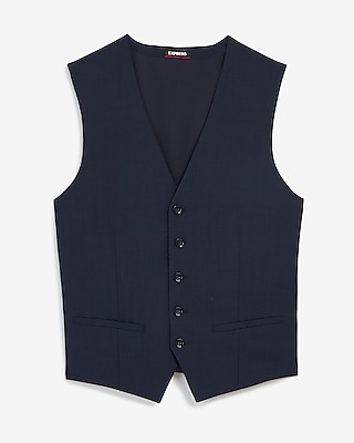 Slim Navy Washable Wool Blend Suit Vest