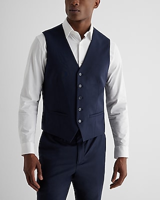 Slim Navy Washable Wool Blend Suit Vest