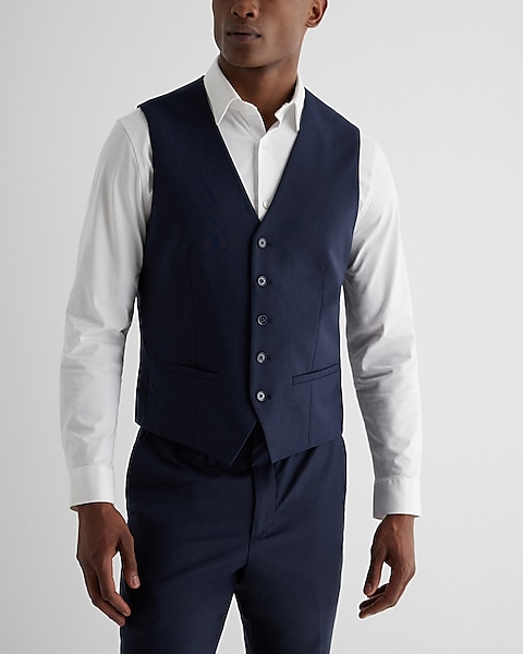 Slim Navy Blend Suit Vest | Express