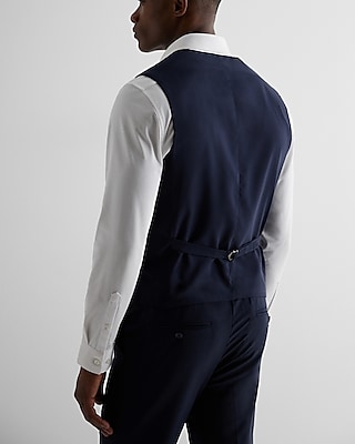 Slim Navy Washable Wool Blend Suit Vest