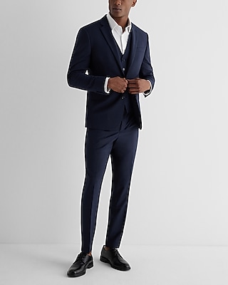 Slim Navy Washable Wool Blend Suit Vest