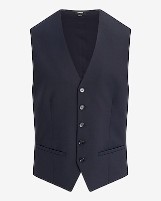 Extra Slim Deep Navy Wool-Blend Modern Tech Suit Vest