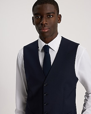 Extra Slim Deep Navy Wool-Blend Modern Tech Suit Vest