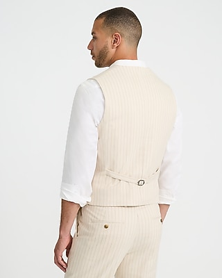 Slim Striped Linen-Blend Stretch Suit Vest