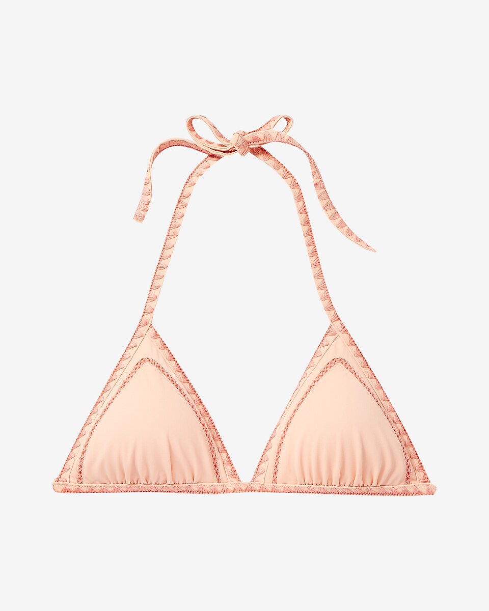 embroidered triangle bikini swim top