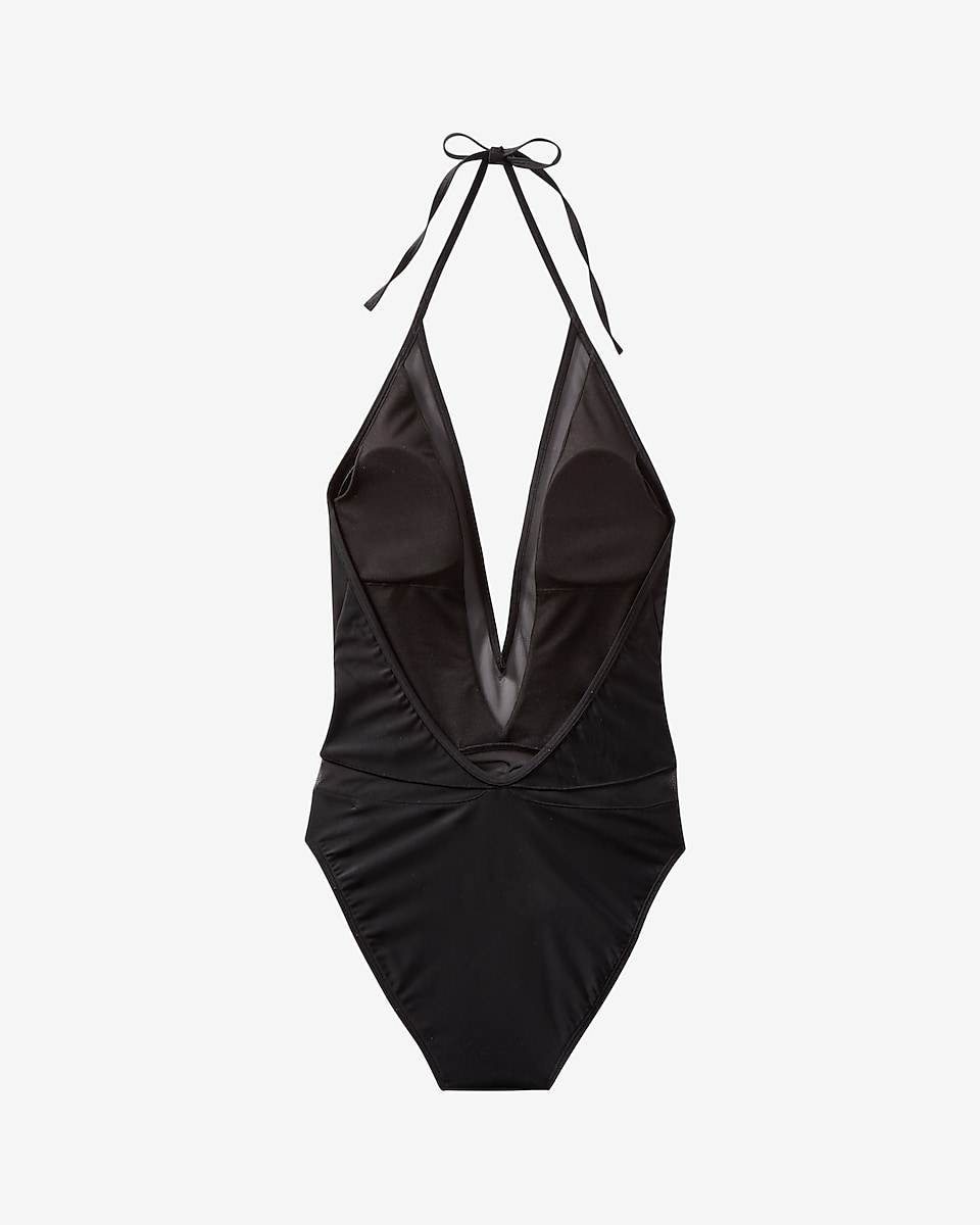Mesh Deep V-neck One-piece Swimsuit | Express