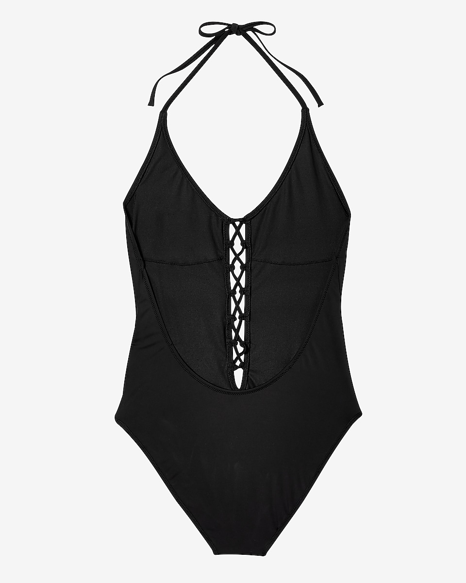 lace-up one-piece swimsuit