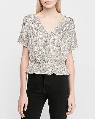 sequin peplum shirt