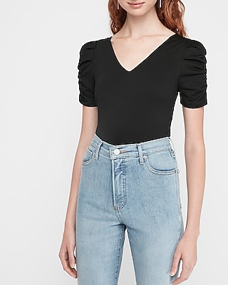 ruched puff sleeve top