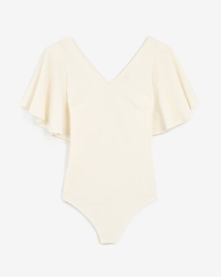 white flutter sleeve onesie