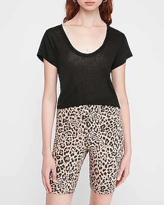 high waisted leopard biker shorts