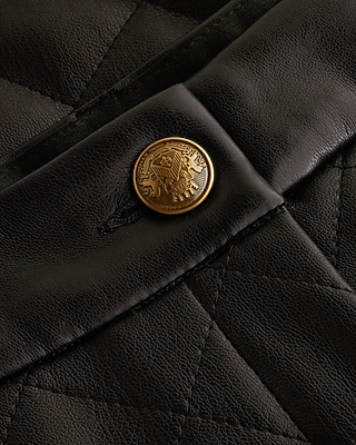 Super High Waisted Faux Leather Quilted Shorts