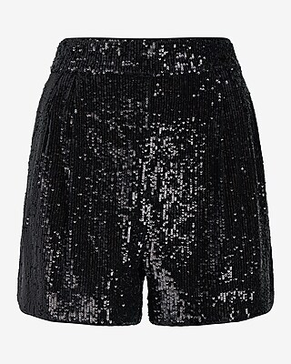 Super High Waisted Sequin Pleated Shorts