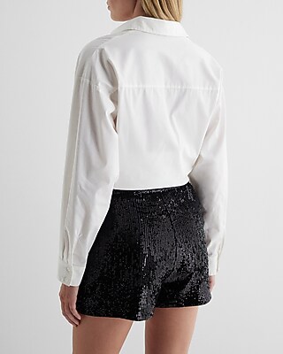 Super High Waisted Sequin Pleated Shorts