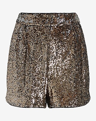 Super High Waisted Sequin Pleated Shorts