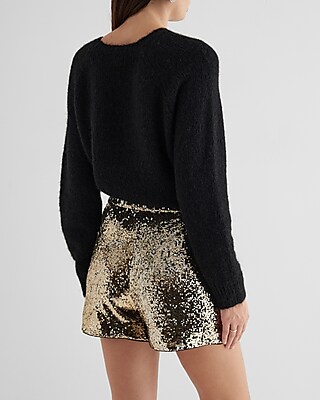 Super High Waisted Sequin Pleated Shorts