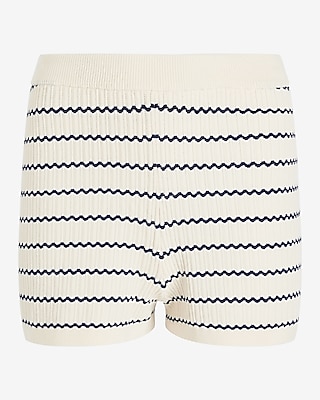 High Waisted Ribbed Striped Pull On Shorts