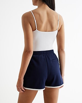 High Waisted Fleece Knit Pull On Shorts