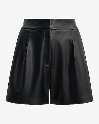 Stylist High Waisted Faux Leather Pleated Shorts