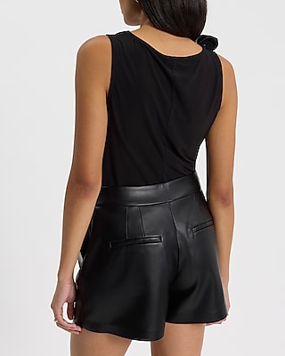 Stylist High Waisted Faux Leather Pleated Shorts