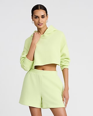 High Waisted Pull On Fleece Shorts