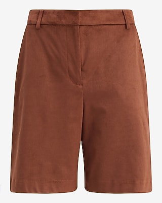 Faux Suede Super High Waisted Bermuda Shorts