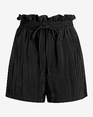 Super High Waisted Crinkle Drawstring Paperbag Shorts