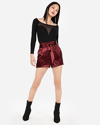 high waist satin shorts