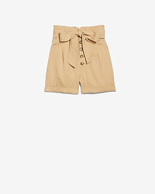 high waisted sash tie shorts