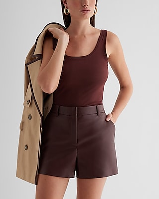 Editor High Waisted Faux Leather Shorts Express