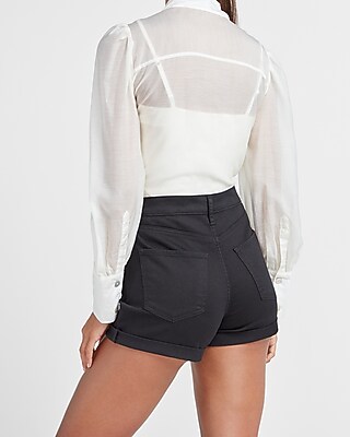 mid rise black shorts