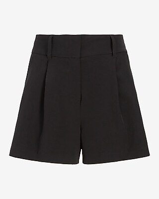 Super High Waisted Tailored Pleated Shorts