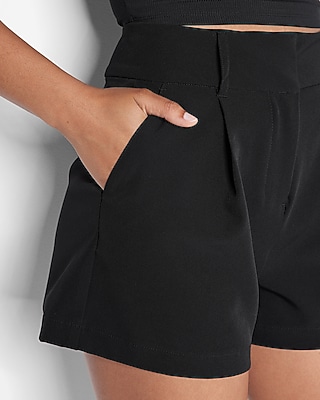 Super High Waisted Tailored Pleated Shorts