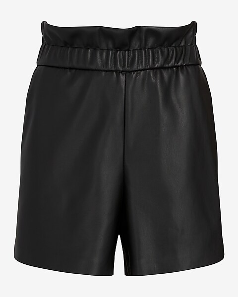 Vegan Leather High Rise Pull On Shorts, Women's Leather Shorts