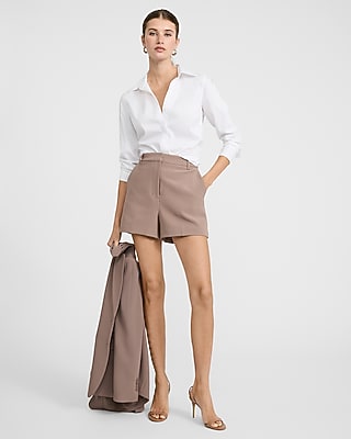Editor Studio Stretch Twill High Waisted Tailored Shorts