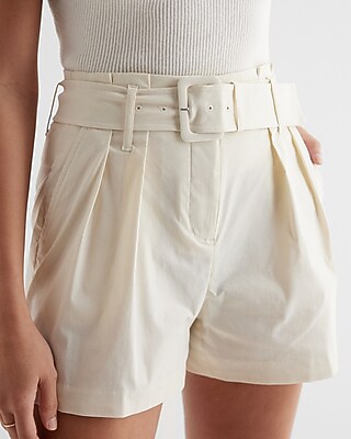 Super High Waisted Belted Paperbag Shorts