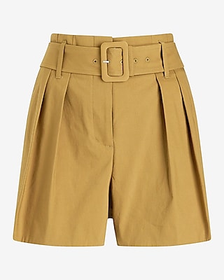 Super High Waisted Belted Paperbag Shorts