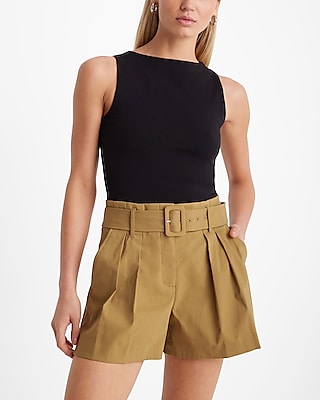 Super High Waisted Belted Paperbag Shorts